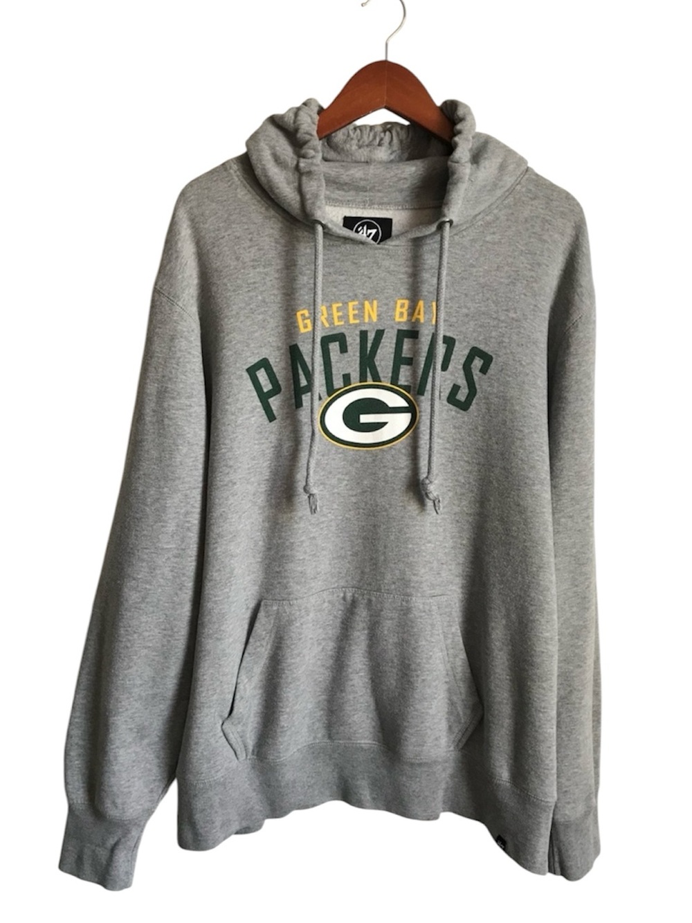 Men’s ‘47 Brand Gray Green Bay Packers Green Gold Classic Logo Hoodie Sweatshirt